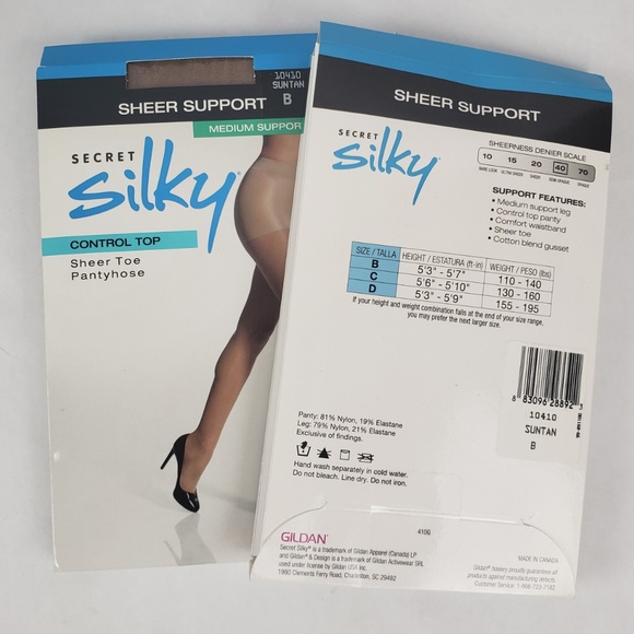 GILDAN Secret Silky Sheer Pantyhose Control Top Reinforced Toe NIP Nude
